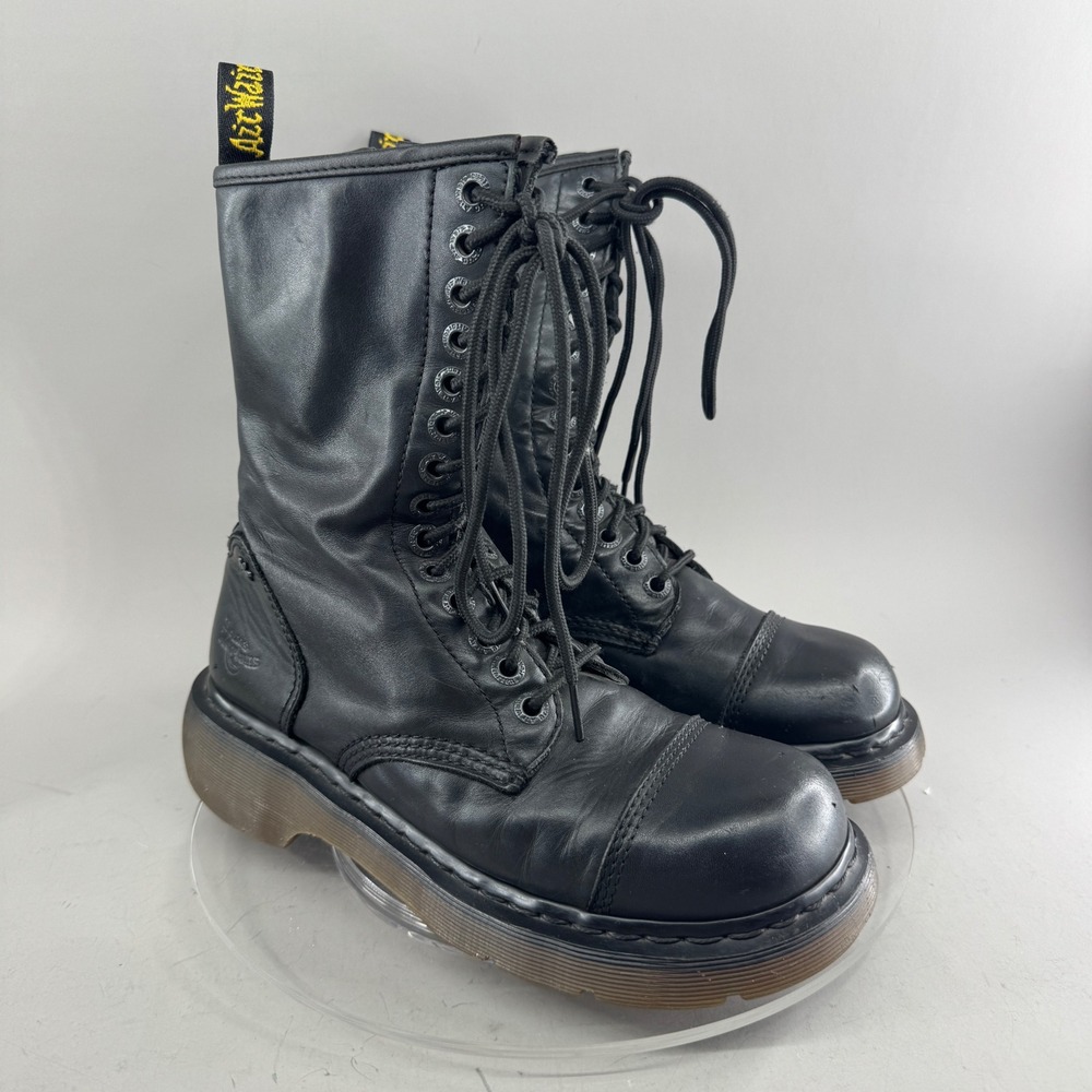 RARE Vtg Y2K Doc Martens MIRANDA 10" Black Leather Boots 14 Eyelets Dr Womens 9